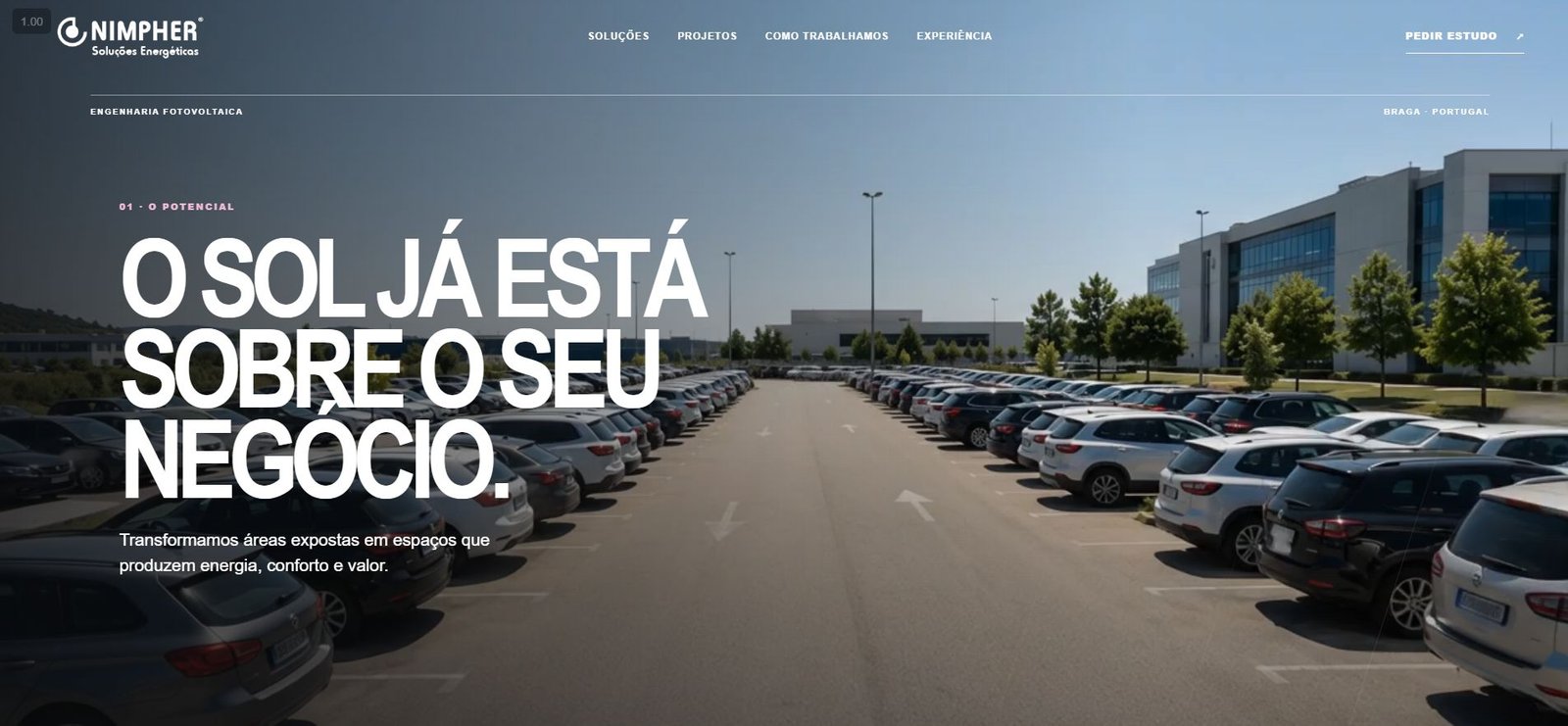 Página inicial do projeto Nimpher — Soluções Energéticas