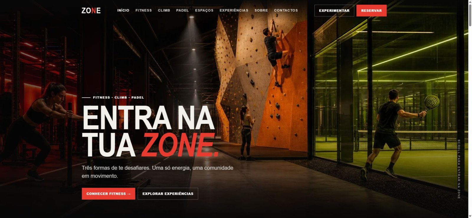 Nova página inicial da ZONE criada pela WebClick